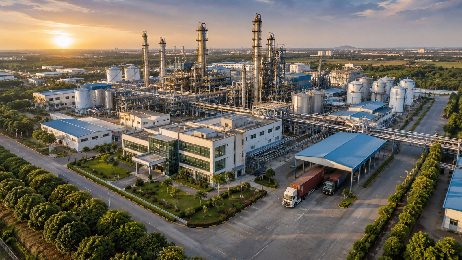Suvarna Organics — specialty chemicals and pharmaceutical intermediates · reactor hall, quality lab and global export markets